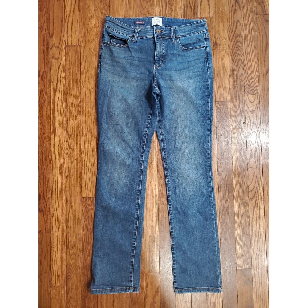 St. Johns Bay Womens 8 Medium Wash Straight‎ Leg Stretch Denim Jeans 31x31